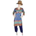 Women's Printed Lawn 2 Pcs Stitched Suit - Royal Blue - test-store-for-chase-value