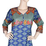 Women's Printed Lawn 2 Pcs Stitched Suit - Royal Blue - test-store-for-chase-value