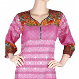 Women's Printed Lawn 2 Pcs Stitched Suit - Pink - test-store-for-chase-value