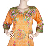 Women's Printed Lawn 2 Pcs Stitched Suit - Orange - test-store-for-chase-value