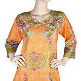 Women's Printed Lawn 2 Pcs Stitched Suit - Orange - test-store-for-chase-value