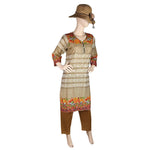 Women's Printed Lawn 2 Pcs Stitched Suit - Beige - test-store-for-chase-value