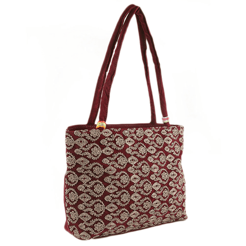 Women's Embroidery Handbag - Maroon - test-store-for-chase-value