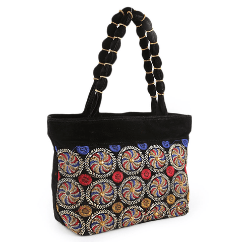 Women's Embroidery Handbag - Black - test-store-for-chase-value