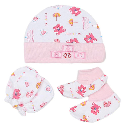 Newborn Cap Set 3 Pcs - Pink - test-store-for-chase-value