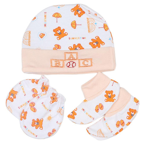 Newborn Cap Set 3 Pcs - Peach - test-store-for-chase-value
