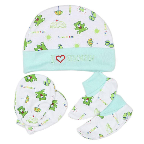 Newborn Cap Set 3 Pcs - Cyan - test-store-for-chase-value
