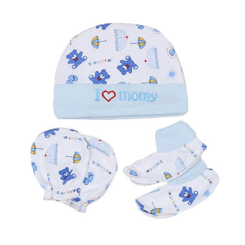 Newborn Cap Set 3 Pcs - Blue - test-store-for-chase-value