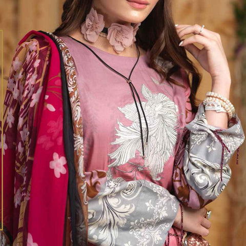Silkoria Embroidered Lawn 3 Piece Un-Stitched Suit - RC-160 B - test-store-for-chase-value