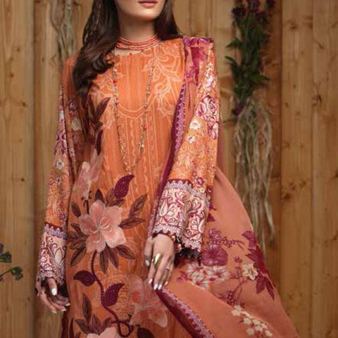 Silkoria Embroidered Lawn 3 Piece Un-Stitched Suit - RC-164 B - test-store-for-chase-value