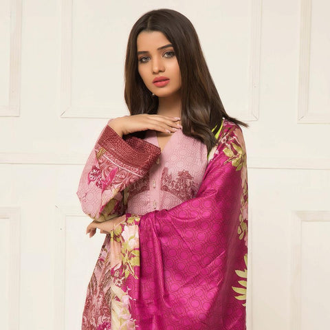 Signature Icon Printed Lawn 3 Piece Un-Stitched Suit Vol 2 - ZS 01 A - test-store-for-chase-value