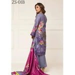 Signature Icon Printed Lawn 3 Piece Un-Stitched Suit Vol 2 - ZS 01 B - test-store-for-chase-value