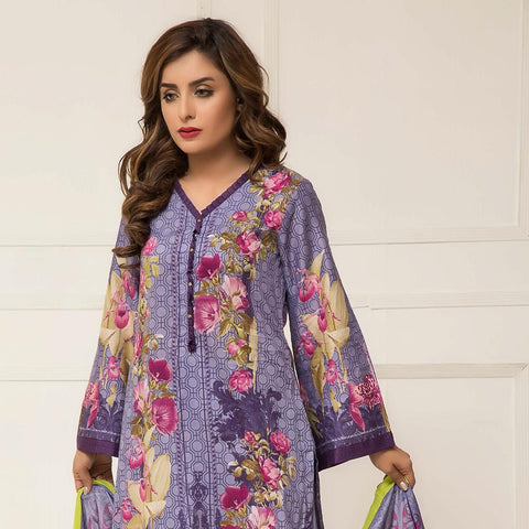 Signature Icon Printed Lawn 3 Piece Un-Stitched Suit Vol 2 - ZS 01 B - test-store-for-chase-value