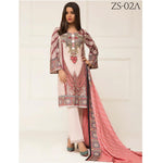 Signature Icon Printed Lawn 3 Piece Un-Stitched Suit Vol 2 - ZS 02 A - test-store-for-chase-value