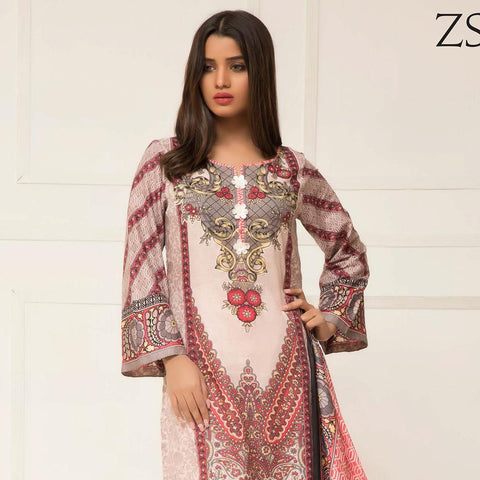 Signature Icon Printed Lawn 3 Piece Un-Stitched Suit Vol 2 - ZS 02 A - test-store-for-chase-value