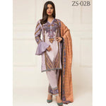 Signature Icon Printed Lawn 3 Piece Un-Stitched Suit Vol 2 - ZS 02 B - test-store-for-chase-value