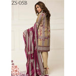 Signature Icon Printed Lawn 3 Piece Un-Stitched Suit Vol 2 - ZS 05 B - test-store-for-chase-value