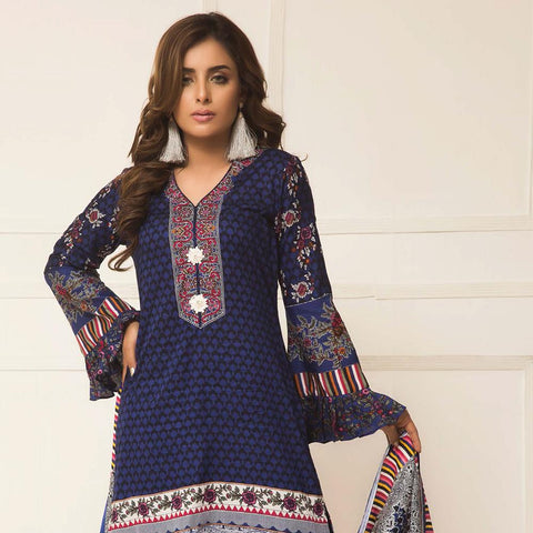 Signature Icon Printed Lawn 3 Piece Un-Stitched Suit Vol 2 - ZS 06 B - test-store-for-chase-value