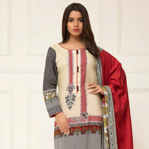 Signature Icon Printed Lawn 3 Piece Un-Stitched Suit Vol 2 - ZS 07 A - test-store-for-chase-value