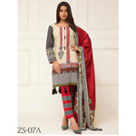 Signature Icon Printed Lawn 3 Piece Un-Stitched Suit Vol 2 - ZS 07 A - test-store-for-chase-value