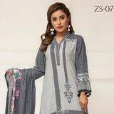 Signature Icon Printed Lawn 3 Piece Un-Stitched Suit Vol 2 - ZS 07 B - test-store-for-chase-value