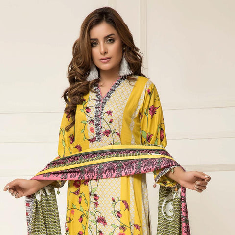 Signature Icon Printed Lawn 3 Piece Un-Stitched Suit Vol 2 - ZS 08 A - test-store-for-chase-value