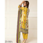 Signature Icon Printed Lawn 3 Piece Un-Stitched Suit Vol 2 - ZS 08 A - test-store-for-chase-value