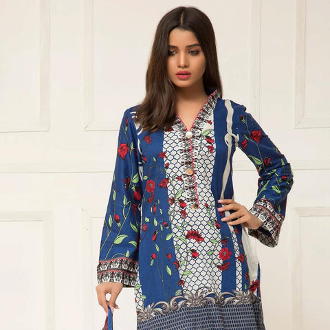 Signature Icon Printed Lawn 3 Piece Un-Stitched Suit Vol 2 - ZS 08 B - test-store-for-chase-value