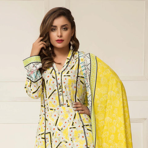 Signature Icon Printed Lawn 3 Piece Un-Stitched Suit Vol 2 - ZS 10 B - test-store-for-chase-value